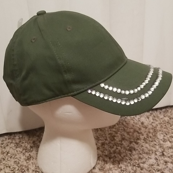 Accessories - Hunter Green Bling Ball Cap
